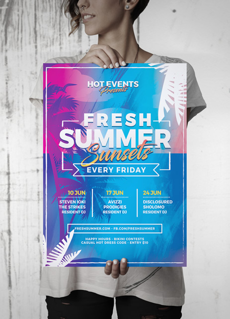 Fresh Summer Events Flyer Mockup Template