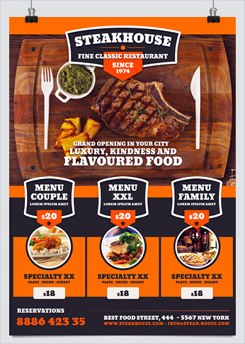 Steakhouse Restaurant Food Promotion Flyer
